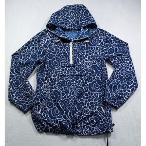 Boden Jacket Womens Size 8 Blue Floral Lightweight Windbreaker Pullover Hooded